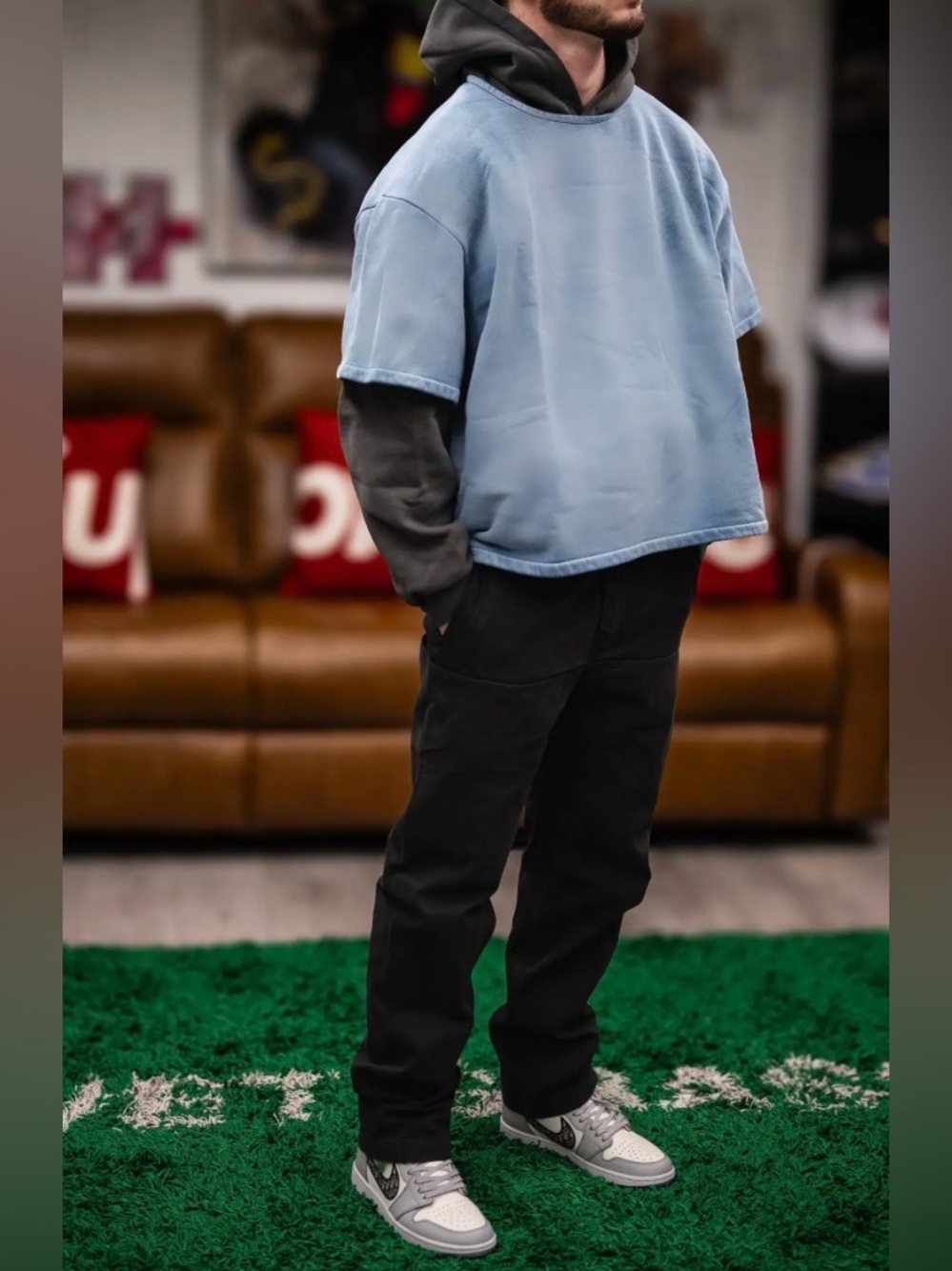 Yeezy Gap Yoke Tee Bluestine XXL 2XL Oversized Cotton Shirt‎ Kanye West